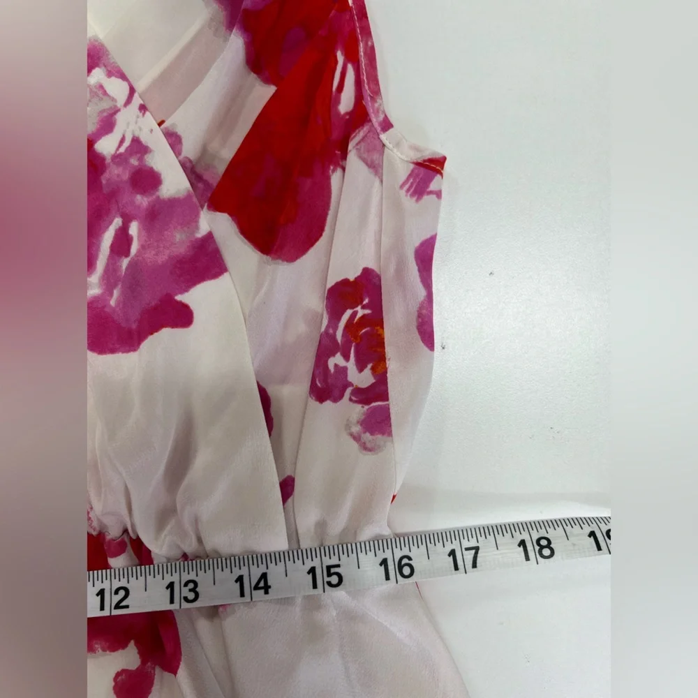 Amanda Uprichard Silk Floral Chelsea Dress Size Small White Pink Red